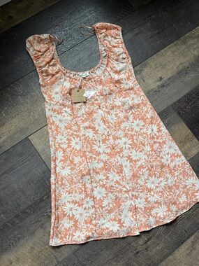 Blu Pepper Orange and White Floral Midi Dress